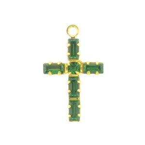 41205 - Swarovski 19x11mm Gold Plated Cross - Emerald 41205 - Swarovski 19x11mm Gold Plated Cross - Emerald