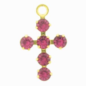 47206 - Swarovski 14x9mm Gold Plated Cross - Fuchsia 47206 - Swarovski 14x9mm Gold Plated Cross - Fuchsia