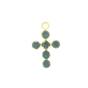 47206 - Swarovski 14x9mm Gold Plated Cross - Montana 47206 - Swarovski 14x9mm Gold Plated Cross - Montana