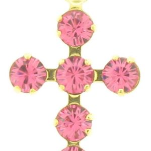 47206 - Swarovski 14x9mm Gold Plated Cross - Rose 47206 - Swarovski 14x9mm Gold Plated Cross - Rose