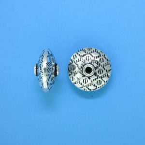 15104 - Bali Silver Flat Round Bead 13x7mm 15104 - Bali Silver Flat Round Bead 13x7mm