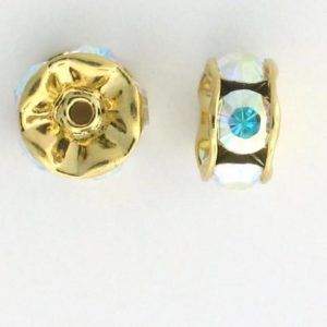 3604 - 4mm Swarovski Rhinestone Gold Plated Rondelle - Crystal AB