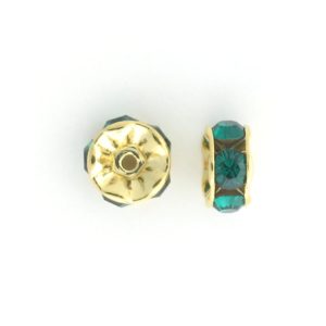 3606 - 6mm Swarovski Rhinestone Gold Plated Rondelle - Emerald 3606 - 6mm Swarovski Rhinestone Gold Plated Rondelle - Emerald