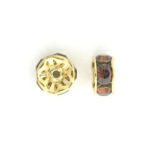 3606 - 6mm Swarovski Rhinestone Gold Plated Rondelle - Smoked Topaz 3606 - 6mm Swarovski Rhinestone Gold Plated Rondelle - Smoked Topaz
