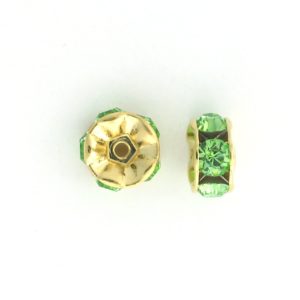 3606 - 6mm Swarovski Rhinestone Gold Plated Rondelle - Peridot 3606 - 6mm Swarovski Rhinestone Gold Plated Rondelle - Peridot