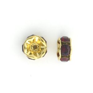 3606 - 6mm Swarovski Rhinestone Gold Plated Rondelle - Siam 3606 - 6mm Swarovski Rhinestone Gold Plated Rondelle - Siam