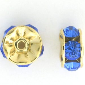 3606 - 6mm Swarovski Rhinestone Gold Plated Rondelle - Sapphire 3606 - 6mm Swarovski Rhinestone Gold Plated Rondelle - Sapphire