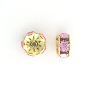 3606 - 6mm Swarovski Rhinestone Gold Plated Rondelle - Light Rose 3606 - 6mm Swarovski Rhinestone Gold Plated Rondelle - Light Rose