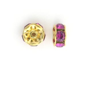 3606 - 6mm Swarovski Rhinestone Gold Plated Rondelle - Fuchsia 3606 - 6mm Swarovski Rhinestone Gold Plated Rondelle - Fuchsia