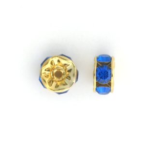 3606 - 6mm Swarovski Rhinestone Gold Plated Rondelle - Capri Blue 3606 - 6mm Swarovski Rhinestone Gold Plated Rondelle - Capri Blue
