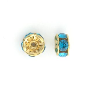 3606 - 6mm Swarovski Rhinestone Gold Plated Rondelle - Blue Zircon 3606 - 6mm Swarovski Rhinestone Gold Plated Rondelle - Blue Zircon