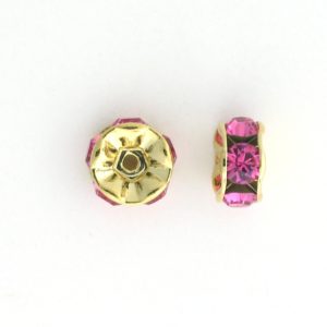 3606 - 6mm Swarovski Rhinestone Gold Plated Rondelle - Rose 3606 - 6mm Swarovski Rhinestone Gold Plated Rondelle - Rose