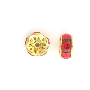 3606 - 6mm Swarovski Rhinestone Gold Plated Rondelle - Light Siam 3606 - 6mm Swarovski Rhinestone Gold Plated Rondelle - Light Siam