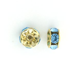3606 - 6mm Swarovski Rhinestone Gold Plated Rondelle - Aquamarine 3606 - 6mm Swarovski Rhinestone Gold Plated Rondelle - Aquamarine