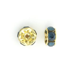3606 - 6mm Swarovski Rhinestone Gold Plated Rondelle - Montana 3606 - 6mm Swarovski Rhinestone Gold Plated Rondelle - Montana