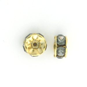 3606 - 6mm Swarovski Rhinestone Gold Plated Rondelle - Black Diamond 3606 - 6mm Swarovski Rhinestone Gold Plated Rondelle - Black Diamond