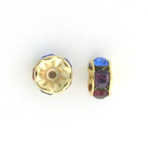 3606 - 6mm Swarovski Rhinestone Gold Plated Rondelle - Dark Multi 3606 - 6mm Swarovski Rhinestone Gold Plated Rondelle - Dark Multi