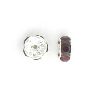 3606S - 6mm Swarovski Rhinestone Silver Plated Rondelle - Siam 3606S - 6mm Swarovski Rhinestone Silver Plated Rondelle - Siam
