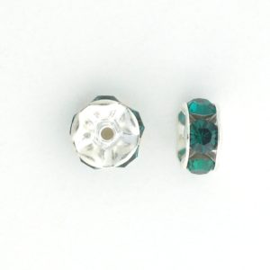 3606S - 6mm Swarovski Rhinestone Silver Plated Rondelle - Emerald 3606S - 6mm Swarovski Rhinestone Silver Plated Rondelle - Emerald