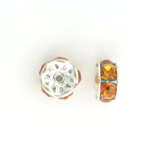 3606S - 6mm Swarovski Rhinestone Silver Plated Rondelle - Topaz 3606S - 6mm Swarovski Rhinestone Silver Plated Rondelle - Topaz