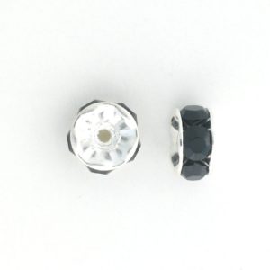 3606S - 6mm Swarovski Rhinestone Silver Plated Rondelle - Jet 3606S - 6mm Swarovski Rhinestone Silver Plated Rondelle - Jet
