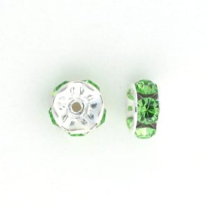 3606S - 6mm Swarovski Rhinestone Silver Plated Rondelle - Peridot 3606S - 6mm Swarovski Rhinestone Silver Plated Rondelle - Peridot