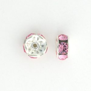 3606S - 6mm Swarovski Rhinestone Silver Plated Rondelle - Light Rose 3606S - 6mm Swarovski Rhinestone Silver Plated Rondelle - Light Rose