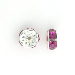 3606S - 6mm Swarovski Rhinestone Silver Plated Rondelle - Fuchsia 3606S - 6mm Swarovski Rhinestone Silver Plated Rondelle - Fuchsia