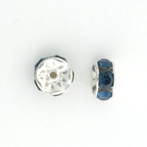 3606S - 6mm Swarovski Rhinestone Silver Plated Rondelle - Montana 3606S - 6mm Swarovski Rhinestone Silver Plated Rondelle - Montana