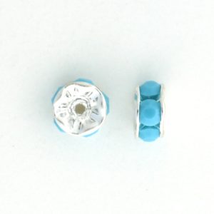 3606S - 6mm Swarovski Rhinestone Silver Plated Rondelle - Turquoise 3606S - 6mm Swarovski Rhinestone Silver Plated Rondelle - Turquoise