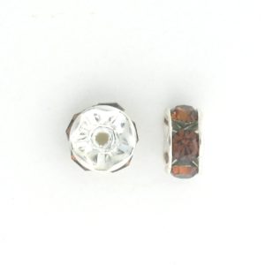 3606S - 6mm Swarovski Rhinestone Silver Plated Rondelle - Smoked Topaz 3606S - 6mm Swarovski Rhinestone Silver Plated Rondelle - Smoked Topaz