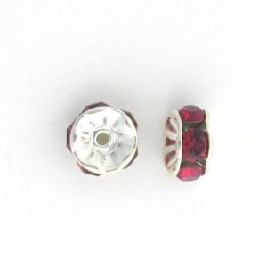 3606S - 6mm Swarovski Rhinestone Silver Plated Rondelle - Ruby 3606S - 6mm Swarovski Rhinestone Silver Plated Rondelle - Ruby