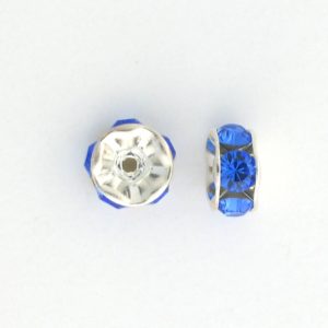 3606S - 6mm Swarovski Rhinestone Silver Plated Rondelle - Sapphire 3606S - 6mm Swarovski Rhinestone Silver Plated Rondelle - Sapphire