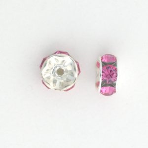 3606S - 6mm Swarovski Rhinestone Silver Plated Rondelle - Rose 3606S - 6mm Swarovski Rhinestone Silver Plated Rondelle - Rose