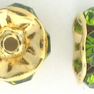 3605 - 5mm Swarovski Rhinestone Gold Plated Rondelle - Olivine 3605 - 5mm Swarovski Rhinestone Gold Plated Rondelle - Olivine