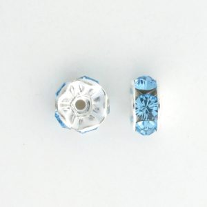 3605S - 5mm  Swarovski Rhinestone Silver Plated Rondelle - Aquamarine