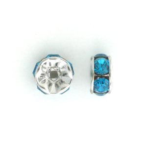 3605S - 5mm  Swarovski Rhinestone Silver Plated Rondelle - Blue Zircon
