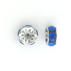 3605S - 5mm  Swarovski Rhinestone Silver Plated Rondelle - Capri Blue