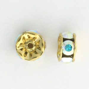 3610 - 10mm Swarovski Rhinestone Gold Plated Rondelle - Crystal AB 3610 - 10mm Swarovski Rhinestone Gold Plated Rondelle - Crystal AB