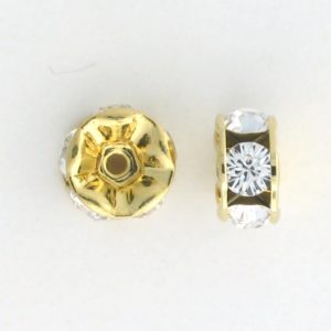 3610 - 10mm Swarovski Rhinestone Gold Plated Rondelle - Crystal 3610 - 10mm Swarovski Rhinestone Gold Plated Rondelle - Crystal