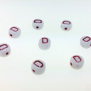 9011RW - 6mm Red and White Alphabet - D 9011RW - 6mm Red and White Alphabet - D