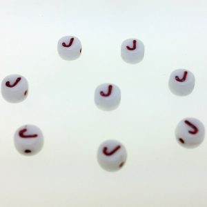 9011RW - 6mm Red and White Alphabet - J 9011RW - 6mm Red and White Alphabet - J