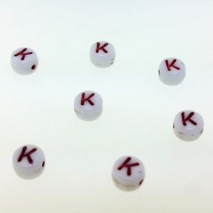 9011RW - 6mm Red and White Alphabet - K 9011RW - 6mm Red and White Alphabet - K