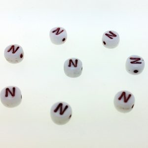 9011RW - 6mm Red and White Alphabet - N 9011RW - 6mm Red and White Alphabet - N