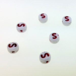 9011RW - 6mm Red and White Alphabet - S 9011RW - 6mm Red and White Alphabet - S