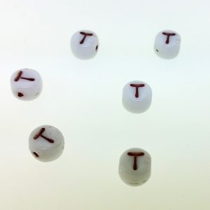 9011RW - 6mm Red and White Alphabet - T 9011RW - 6mm Red and White Alphabet - T