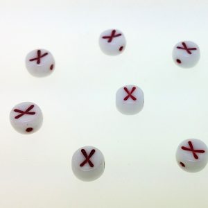 9011RW - 6mm Red and White Alphabet - X 9011RW - 6mm Red and White Alphabet - X