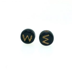 9011GB - 6mm Gold and Black Alphabet - W 9011GB - 6mm Gold and Black Alphabet - W
