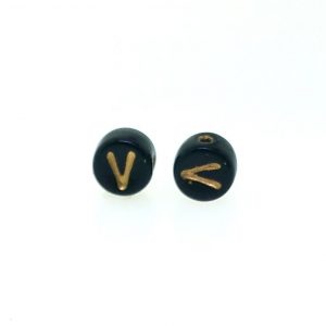 9011GB - 6mm Gold and Black Alphabet - V 9011GB - 6mm Gold and Black Alphabet - V