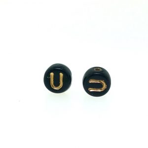 9011GB - 6mm Gold and Black Alphabet - U 9011GB - 6mm Gold and Black Alphabet - U